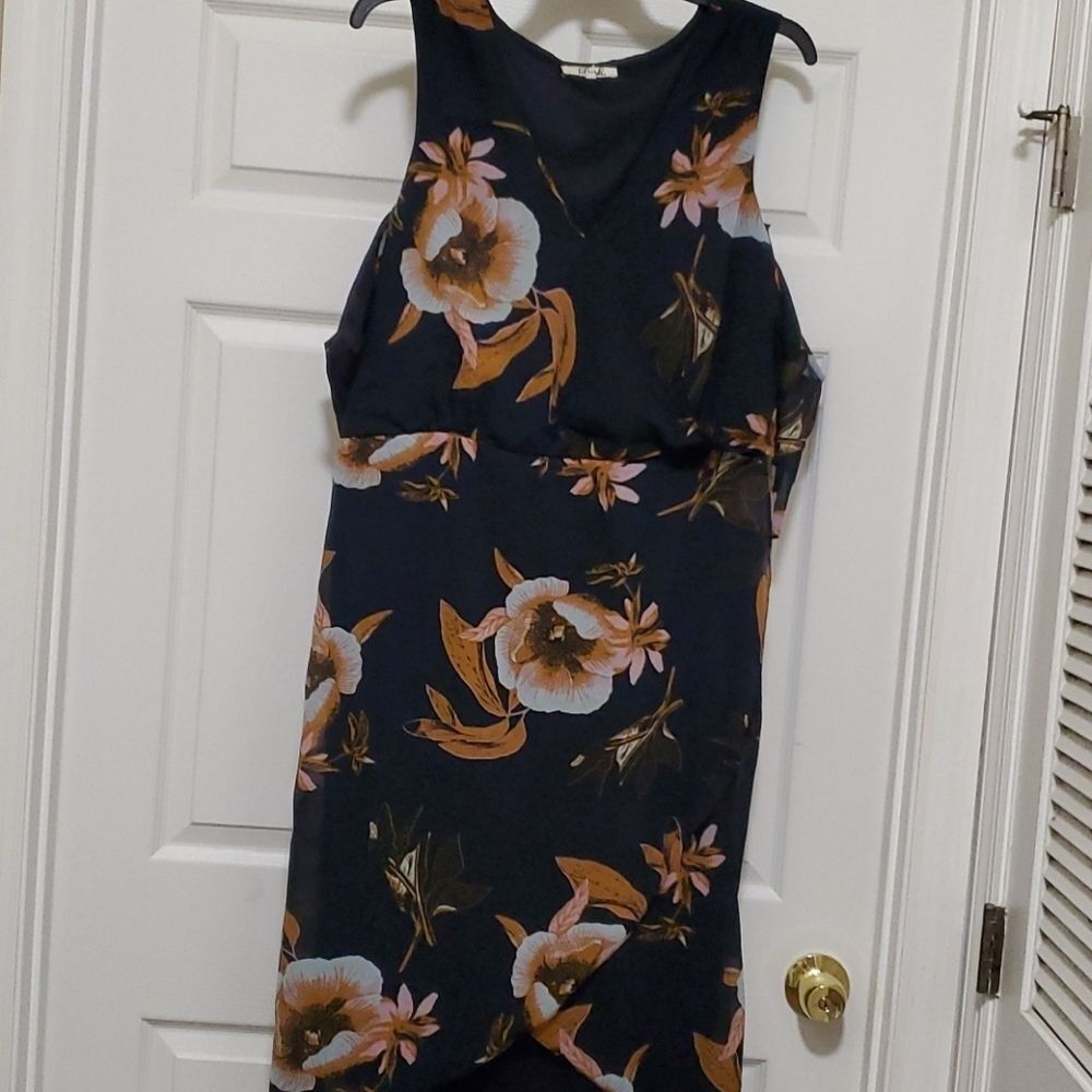 Blush black and brown cold shoulder dress